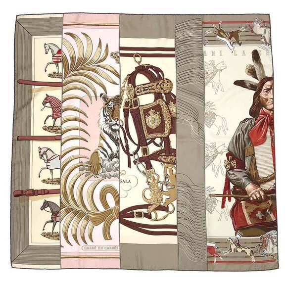 HERMES Carré 90 CARRE ON CARRES BRIDES de GALA TIGER ROYAL PANILA SHAR PAWNEE...